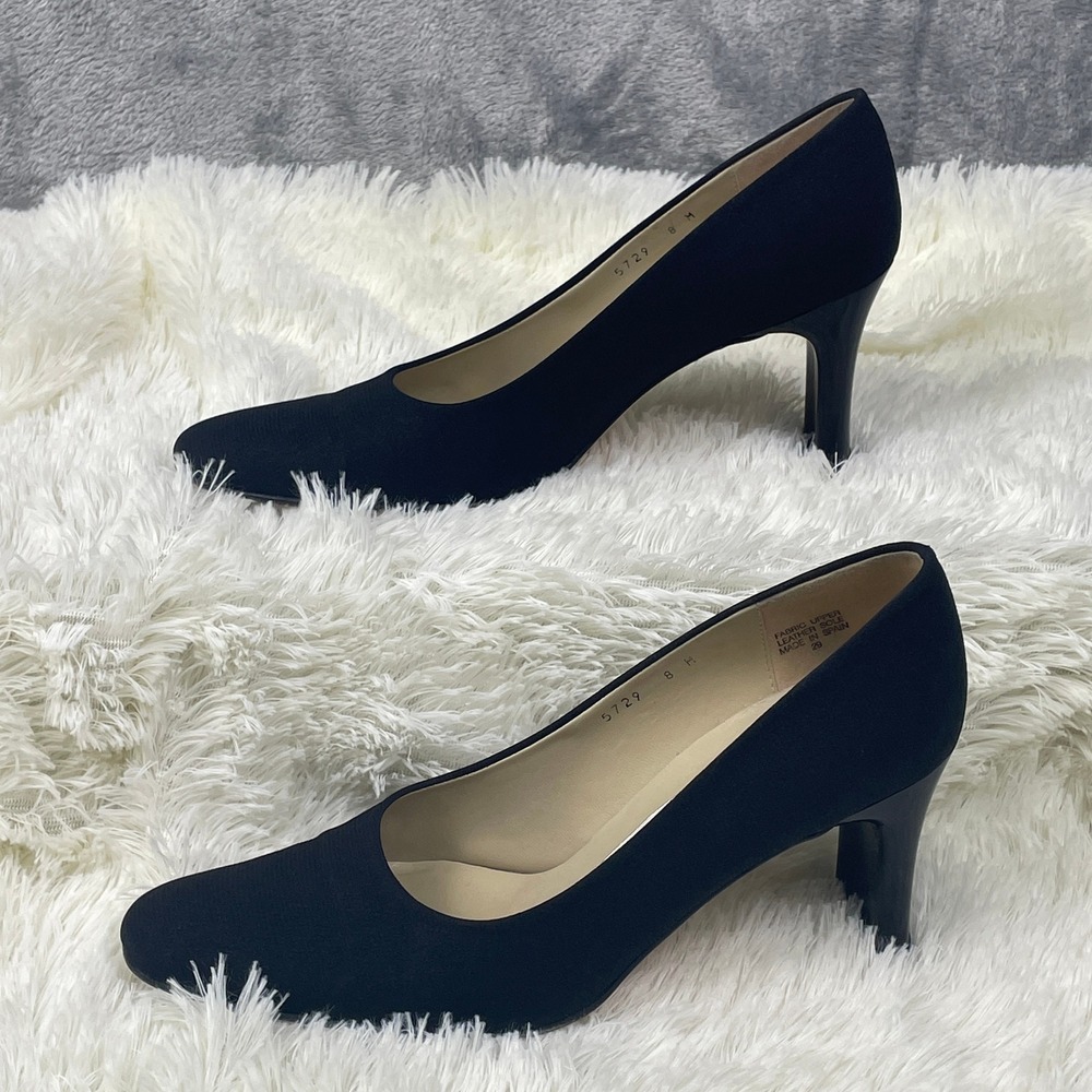 Etienne Aigner Dreamer Pumps Womens 8M Black Excellent Fabric Leather Sole Spain